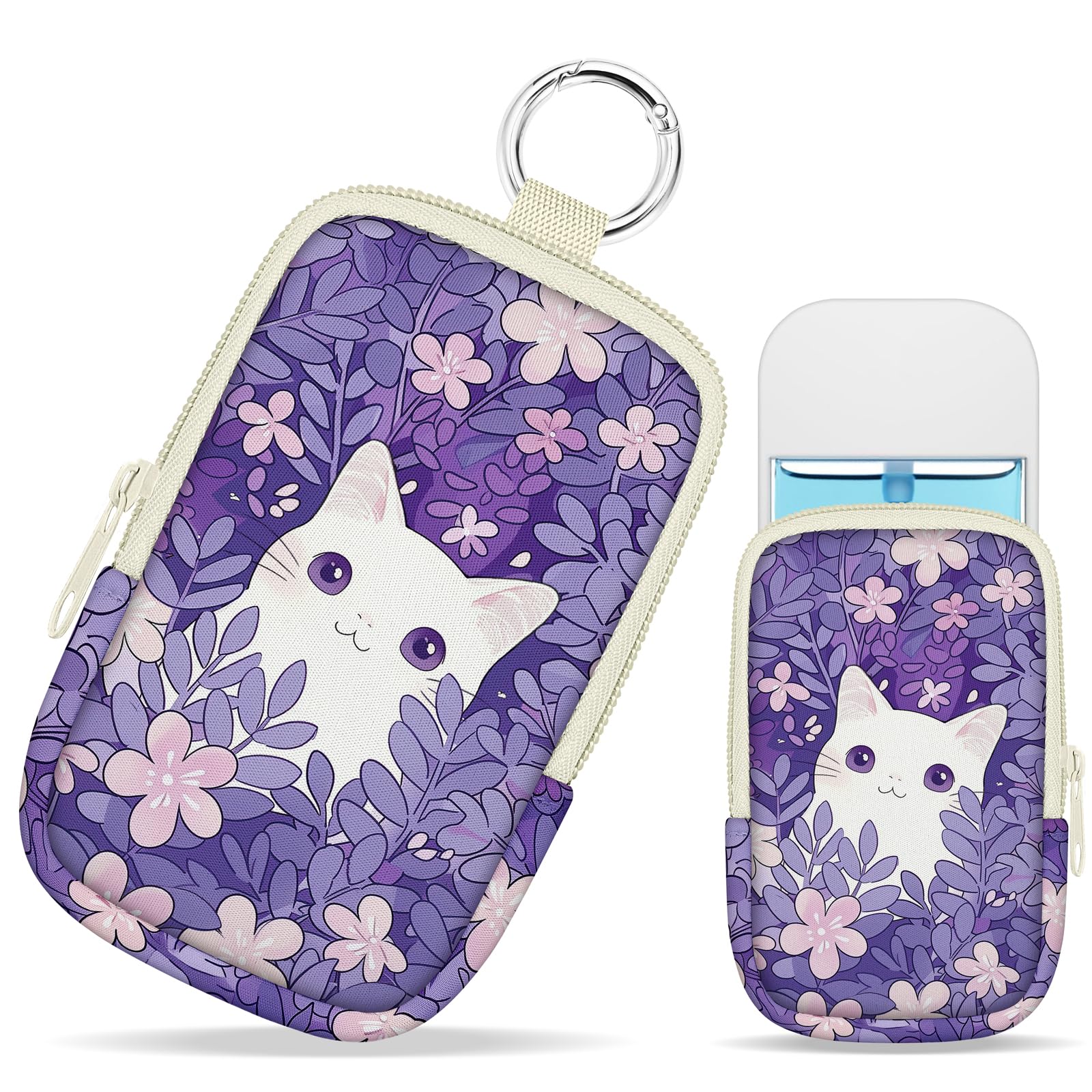 Mcapirivo cat hand sanitizer pouch with floral art design for easy on-the-go access