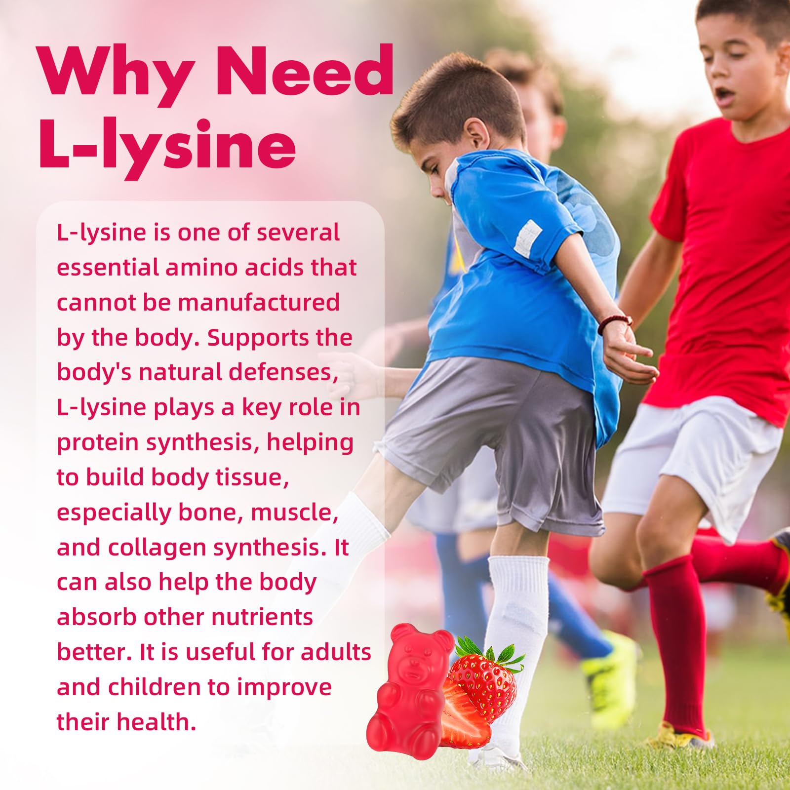 On-the-go Mchokuu lysine gummies for adults and kids.
