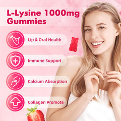 Mchokuu L-Lysine gummies chew texture close-up for easy, on-the-go intake