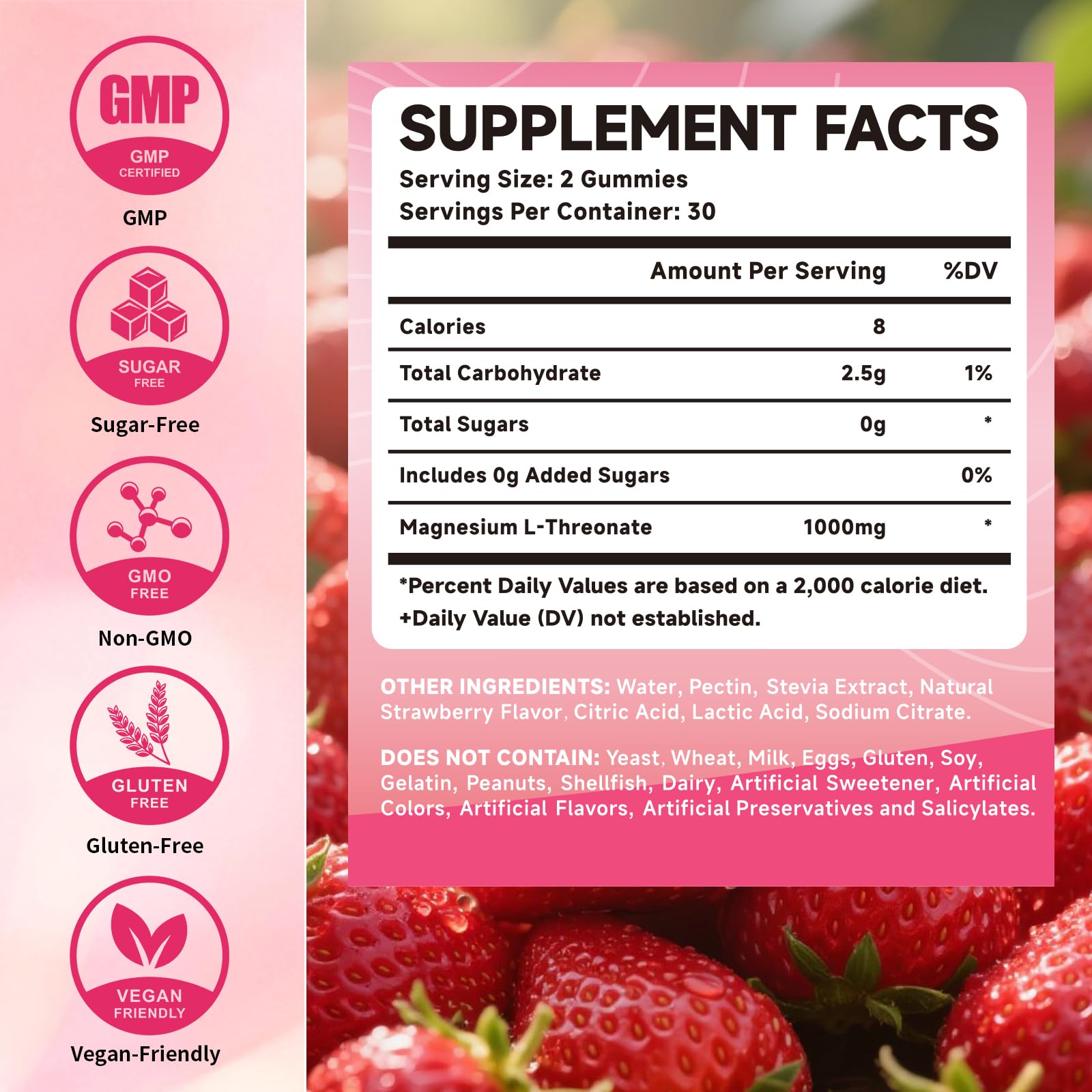 Mchokuu Magnesium L-Threonate Gummies strawberry flavor for tasty relaxation support
