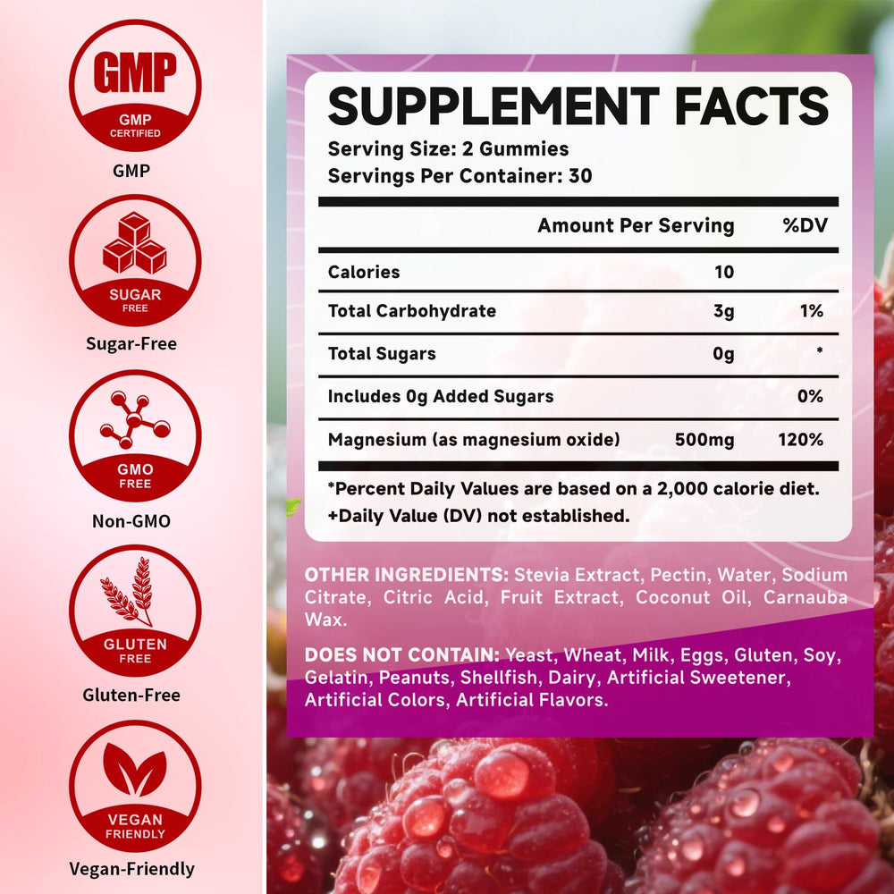 Mchokuu Raspberry flavor gummies for tasty daily magnesium support
