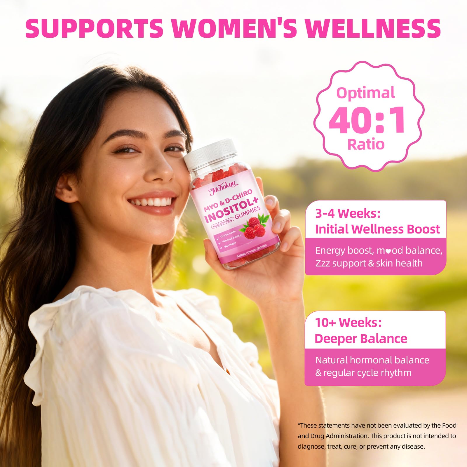 Mchokuu gummy label image communicates sugar-free and vegan attributes