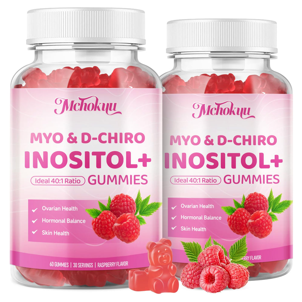 Raspberry-flavored Mchokuu gummies close-up for a tasty wellness option