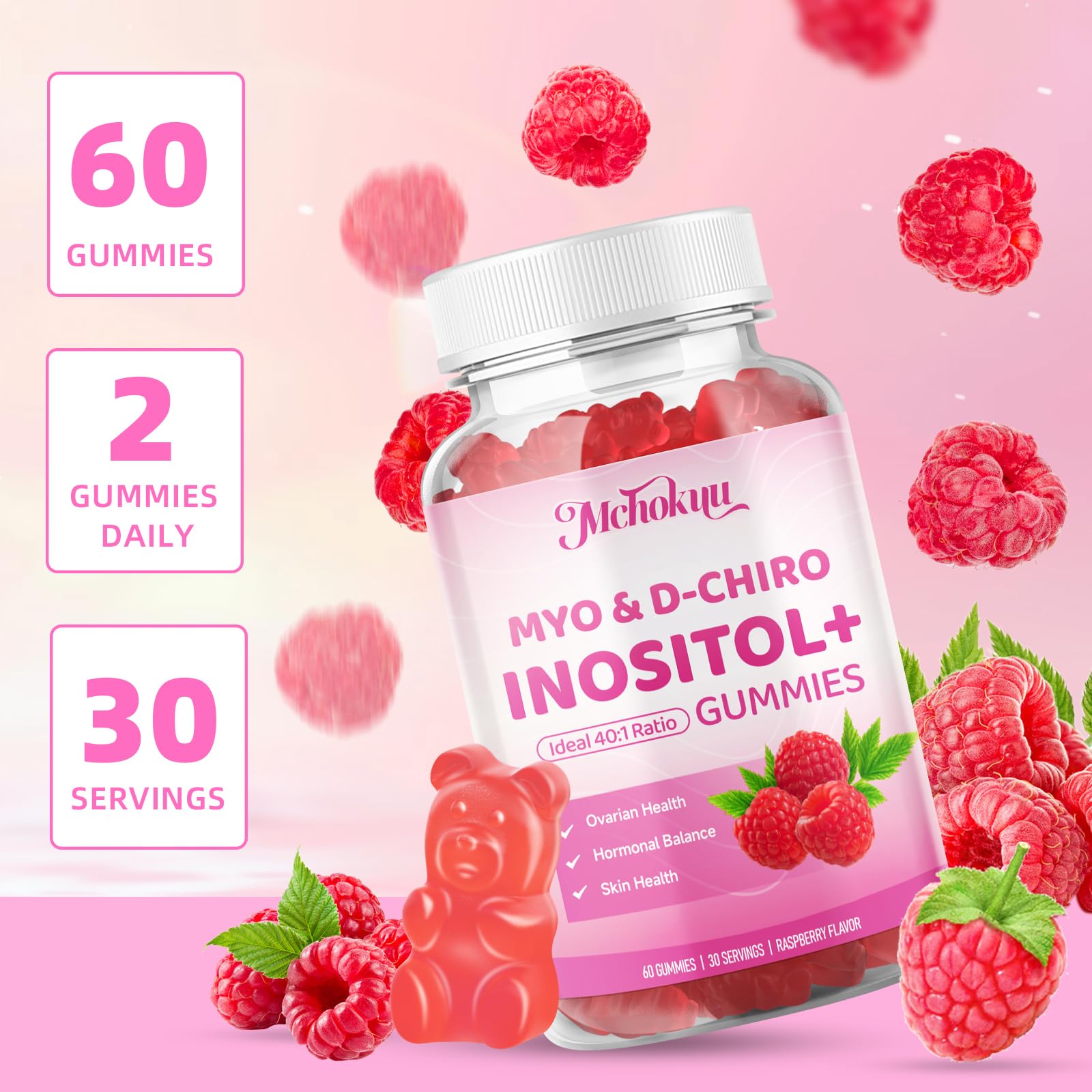 Vegan sugar-free label on Mchokuu gummies supports mindful snacking