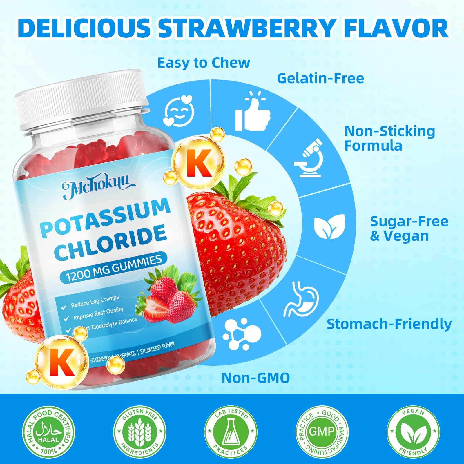 Mchokuu Potassium Chloride Gummies on-the-go pack supports busy days at work or gym.