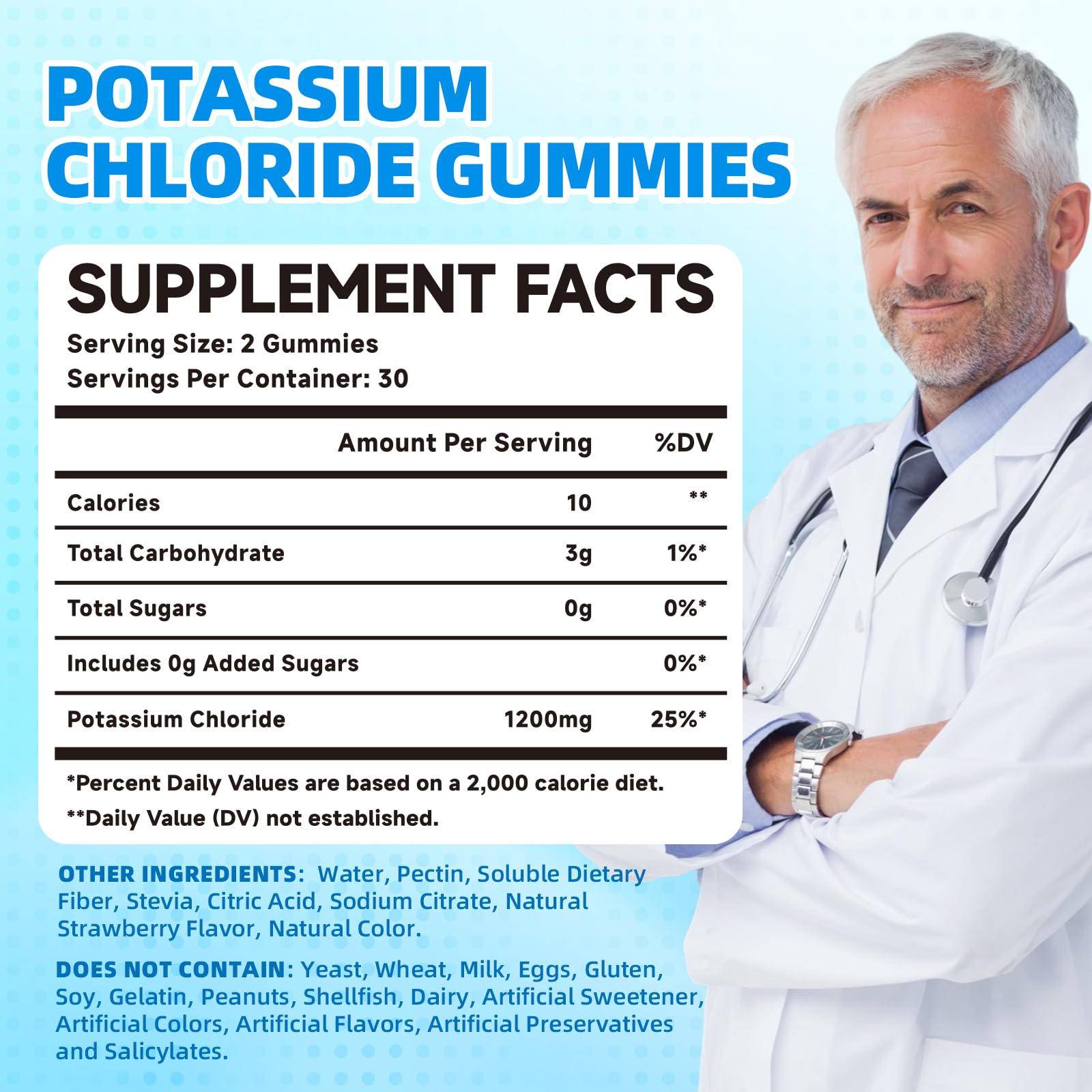 Mchokuu Potassium Chloride Gummies strawberry flavor close-up highlighting sugar-free vegan formula