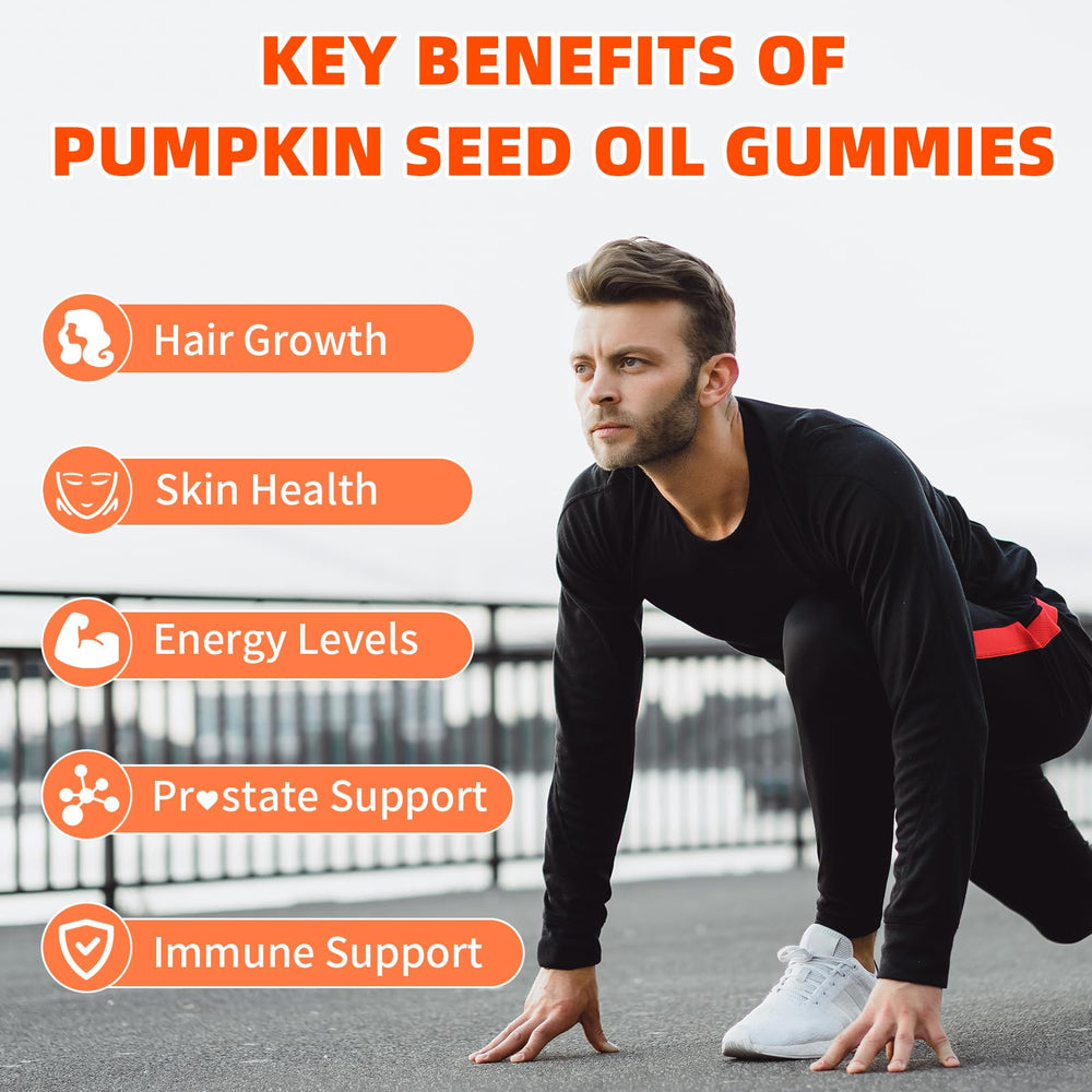 Mchokuu pumpkin seed oil gummies with saw palmetto for balanced wellness.