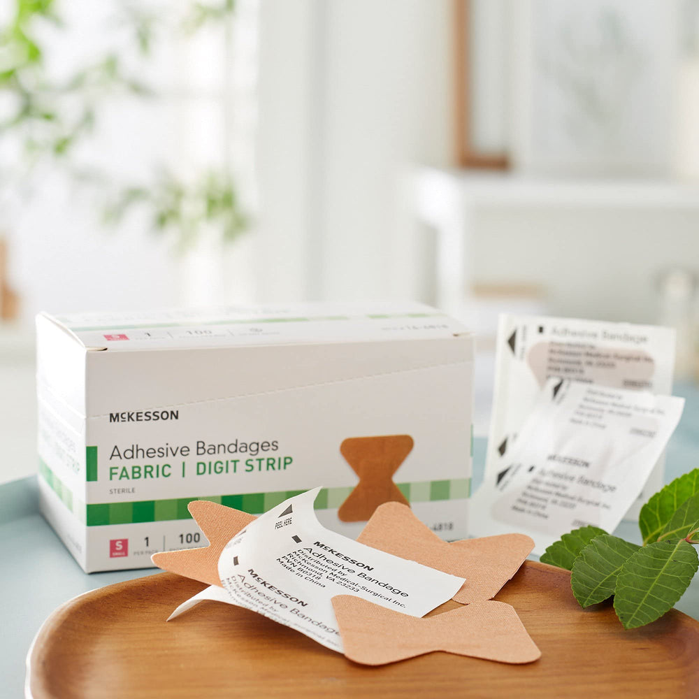 McKesson tan bandage blends with skin tone for discreet use.
