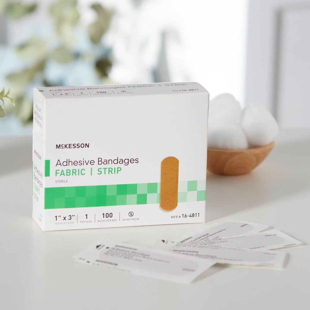 McKesson bulk-pack bandages suited for home, office, or travel first aid.