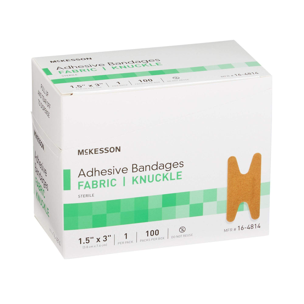 McKesson knuckle bandage applied to finger during daily tasks