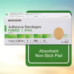McKesson fabric oval bandage conforms to skin for comfortable movement.