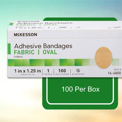 McKesson adhesive bandage with absorbent, non-stick pad for gentle wear.
