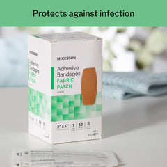McKesson fabric patch demonstrates pliable fabric conforming to skin.