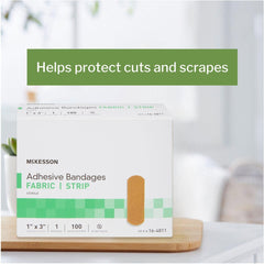McKesson bandage on skin demonstrates secure adhesion for reliable protection.