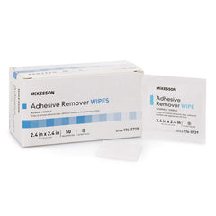 McKesson adhesive remover wipes in sterile packaging for safe residue removal