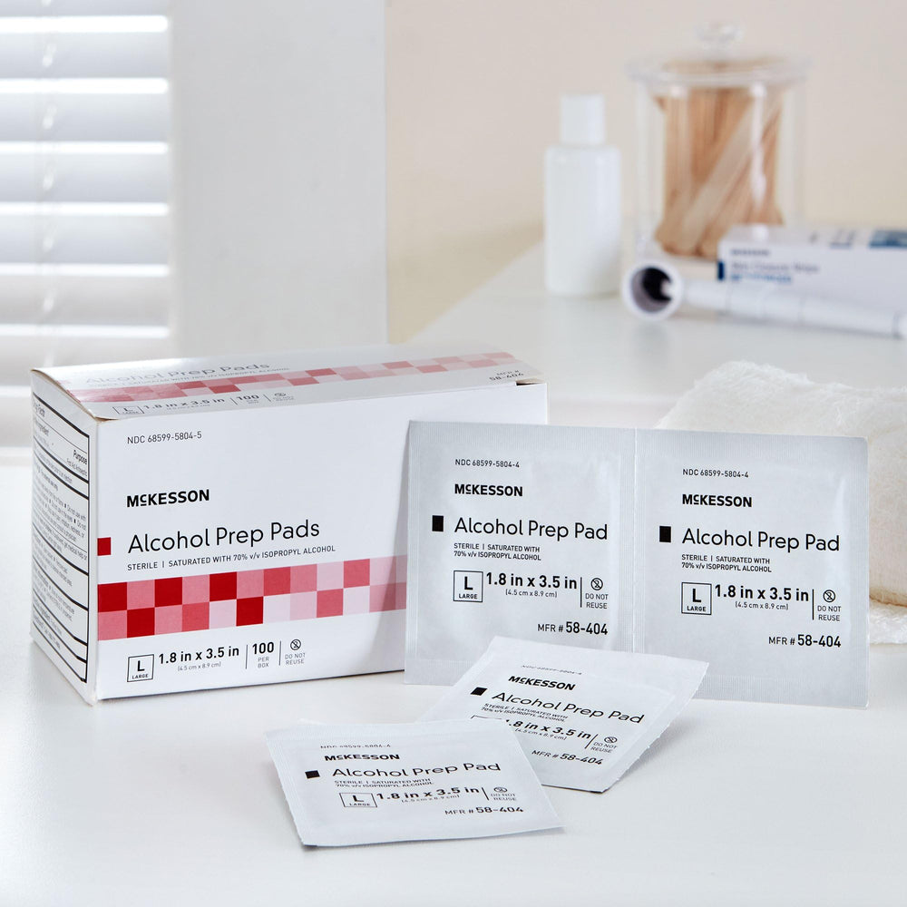 McKesson Alcohol Prep Pads ideales para primeros auxilios y preparación de piel.