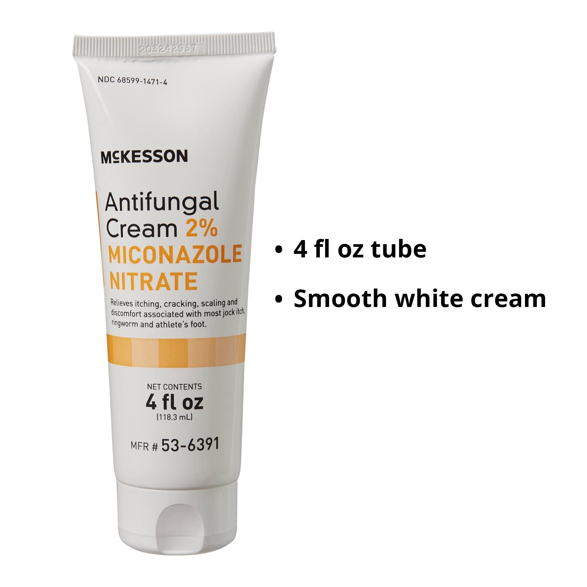 Latex-free icon on McKesson antifungal cream packaging