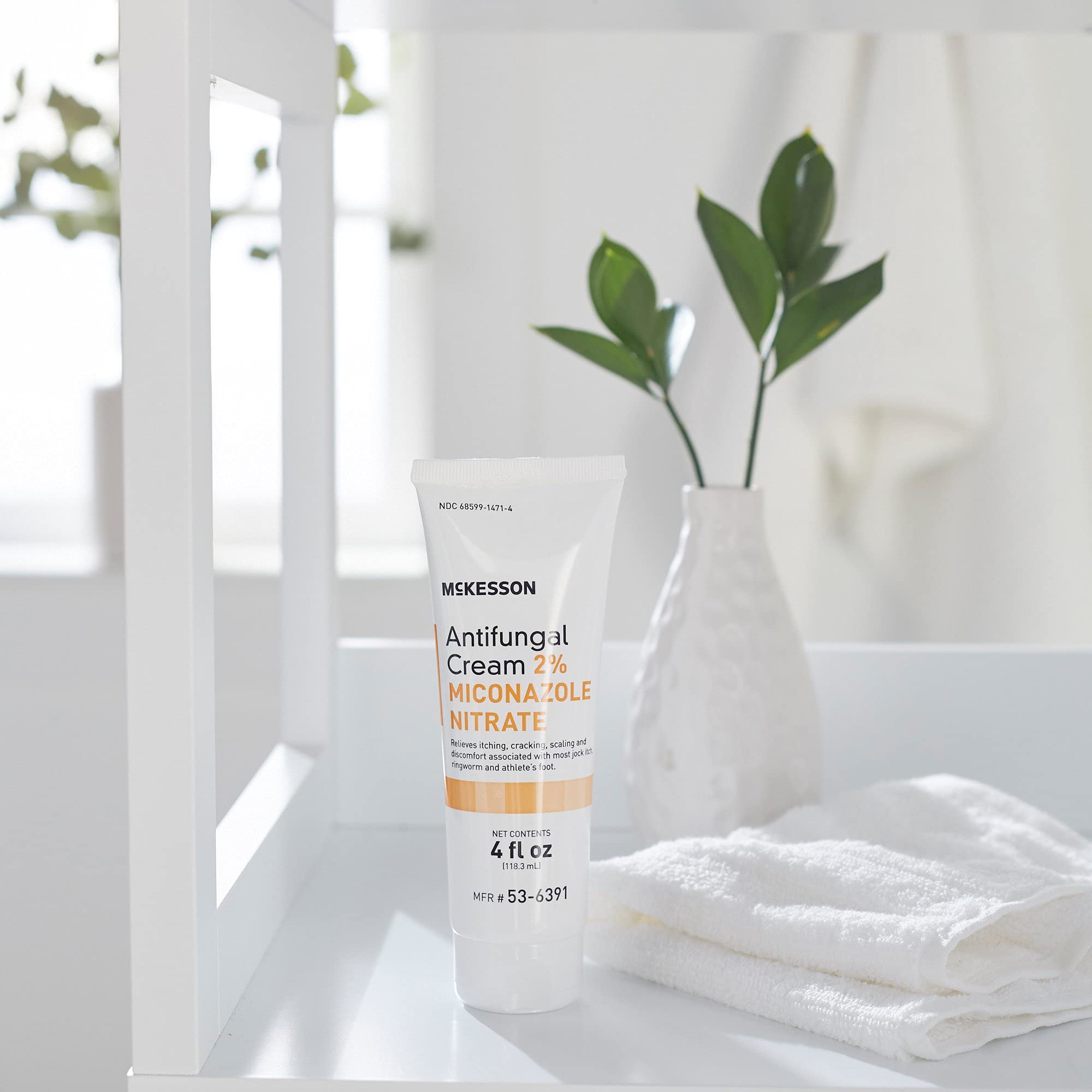 McKesson antifungal cream packaging on display in store