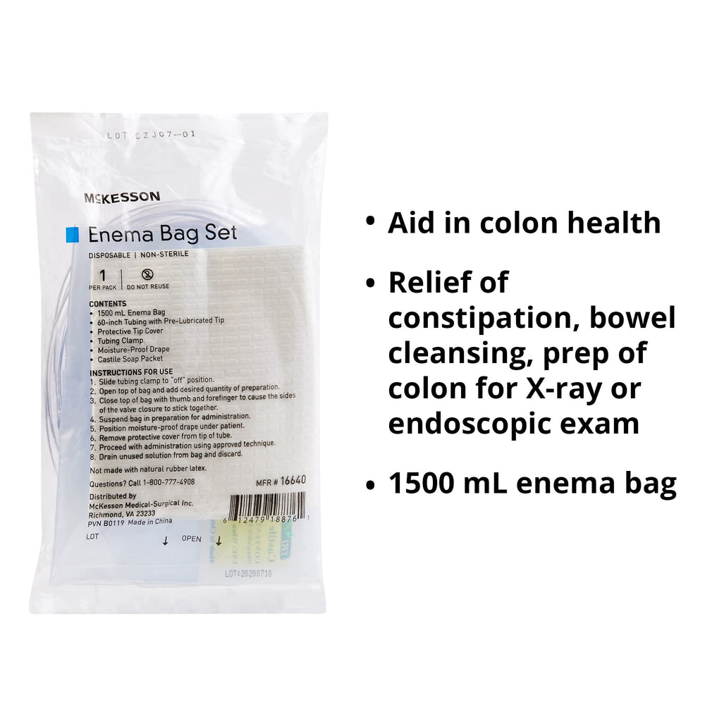 McKesson Bag Emema Soap 1500cc cap and valve detail for quick setup