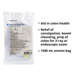 McKesson Bag Emema Soap 1500cc cap and valve detail for quick setup