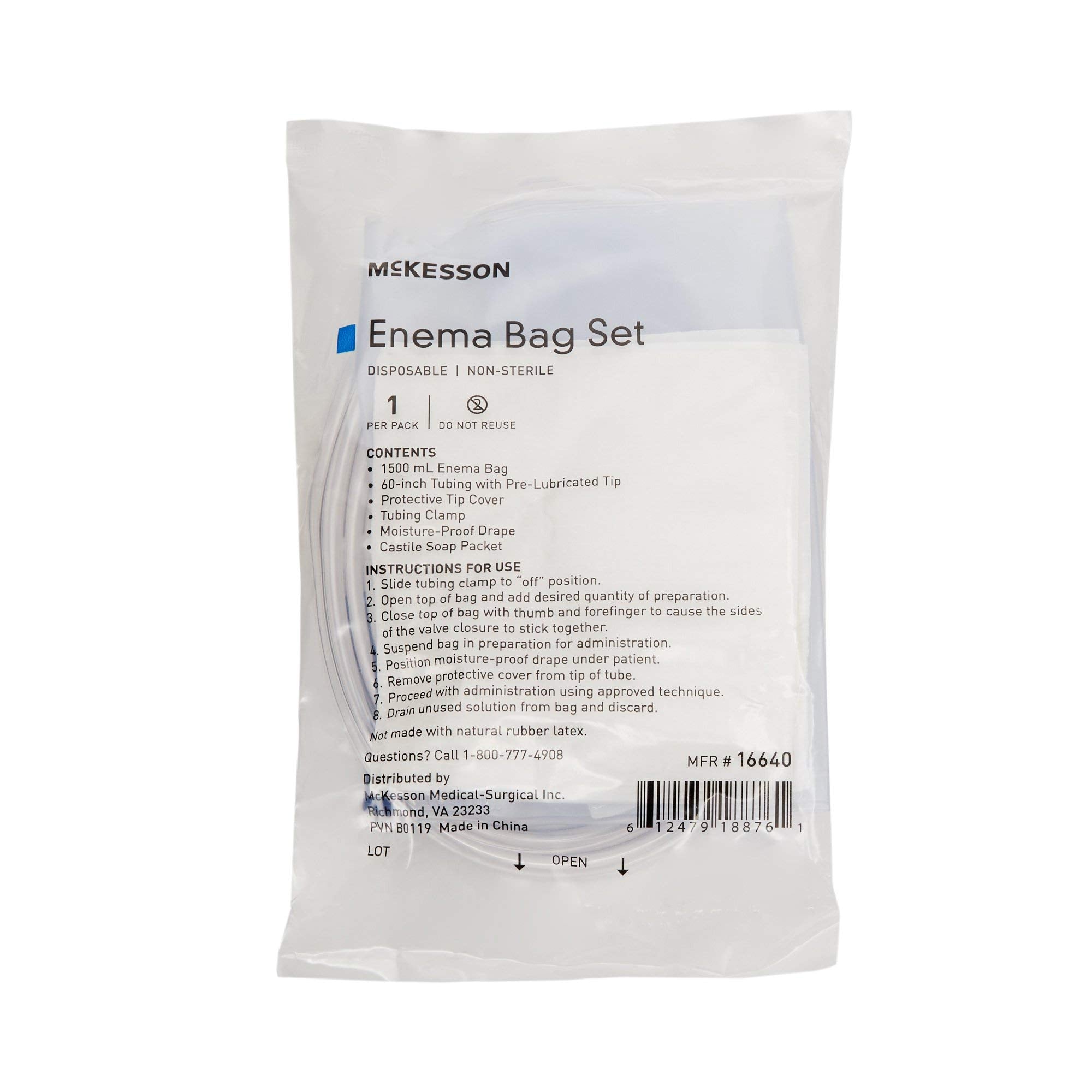 McKesson Bag Emema Soap 1500cc components included for straightforward assembly