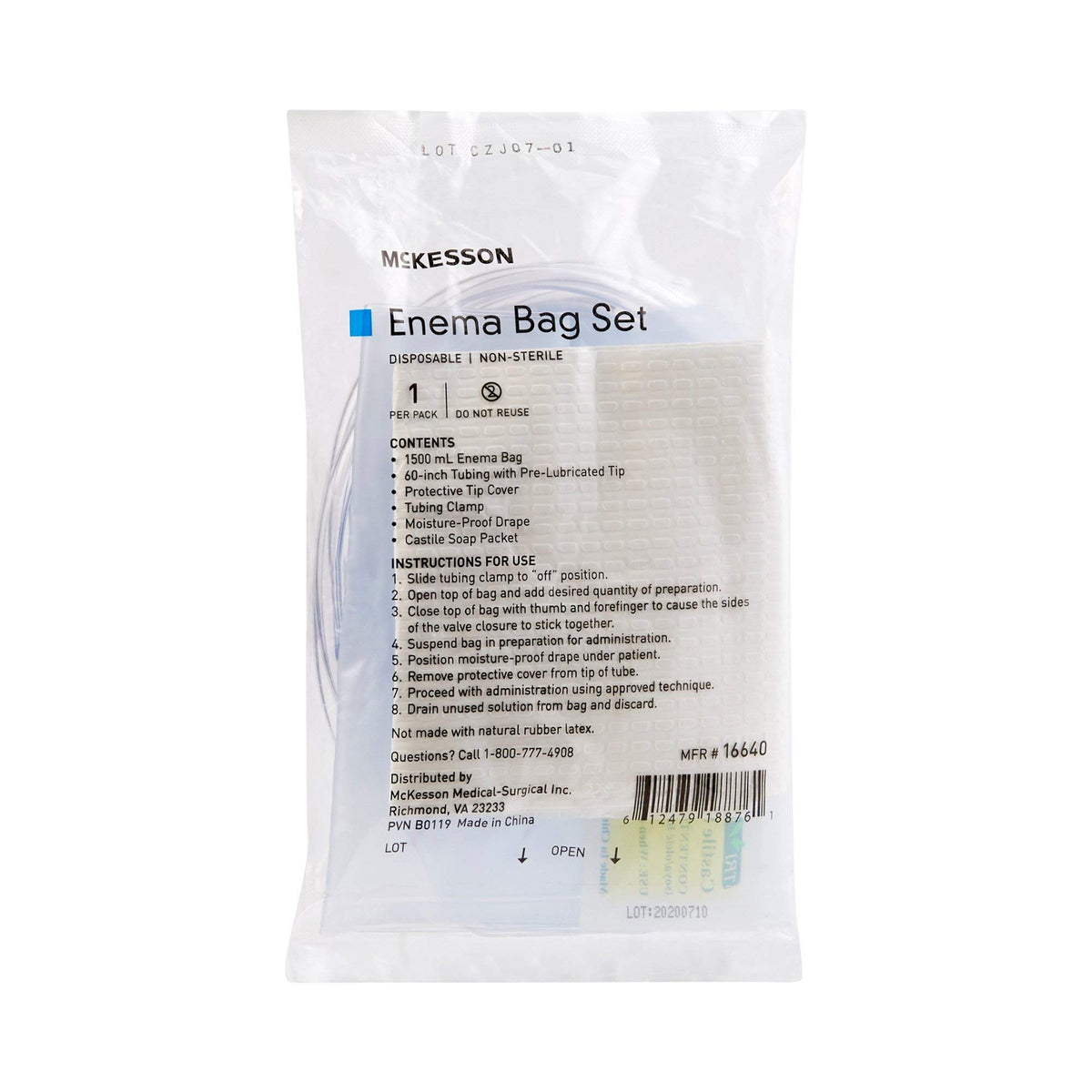 McKesson Bag Emema Soap 1500cc front view for easy home use