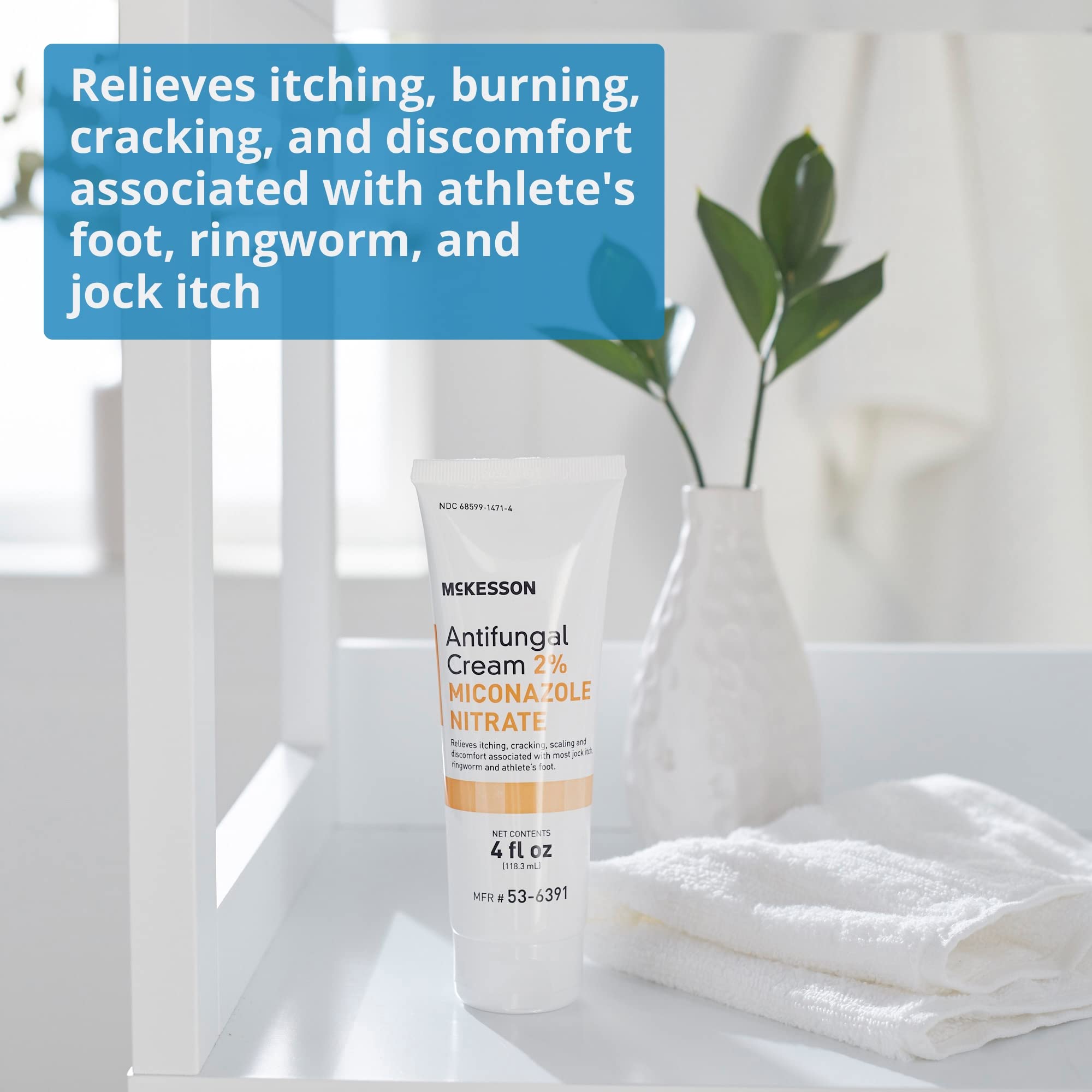 McKesson crema antifúngica - etiqueta clara facilita identificación y uso regular.