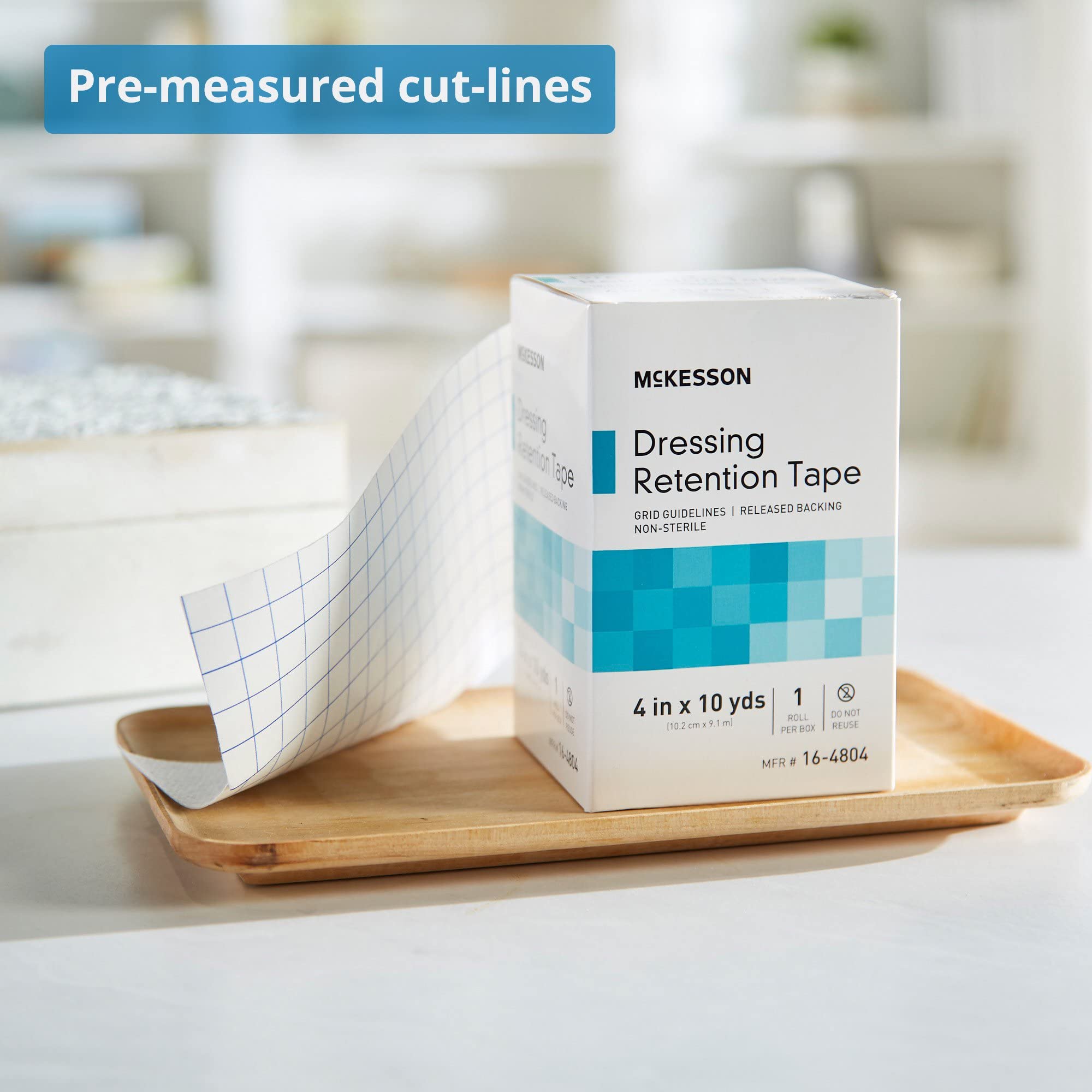 McKesson grid-guided measurement tape aiding quick cuts and placement.