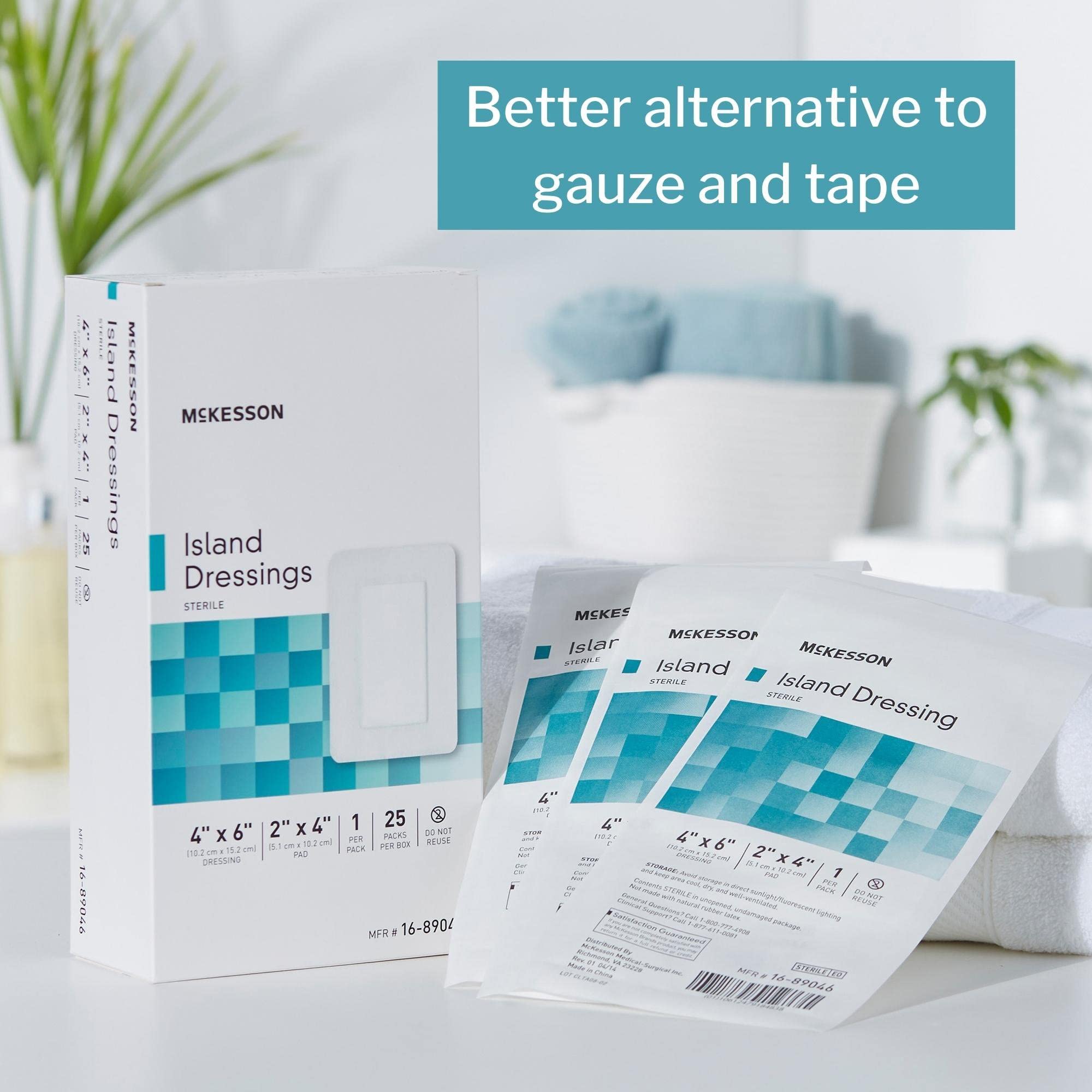 McKesson Island Dressing nonstick gauze eases dressing removal.