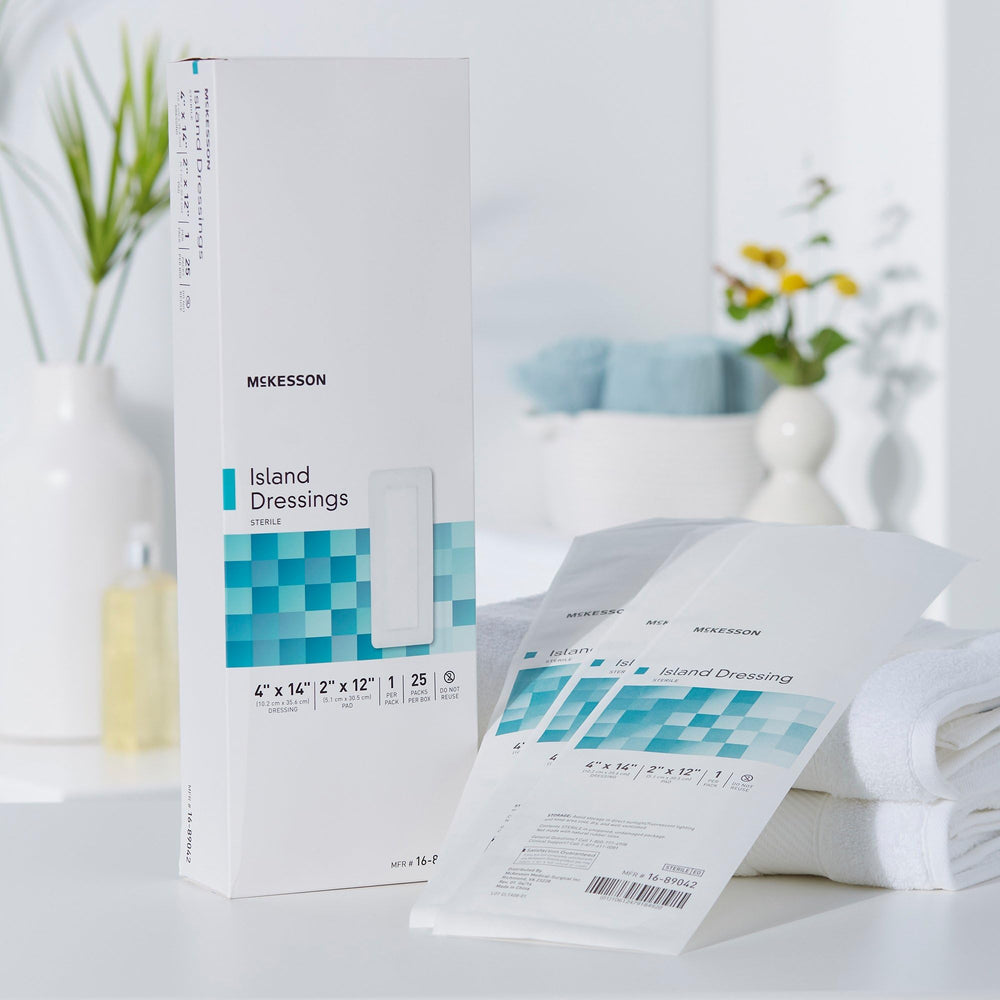 McKesson Island Dressings protective surface for sterile handling.
