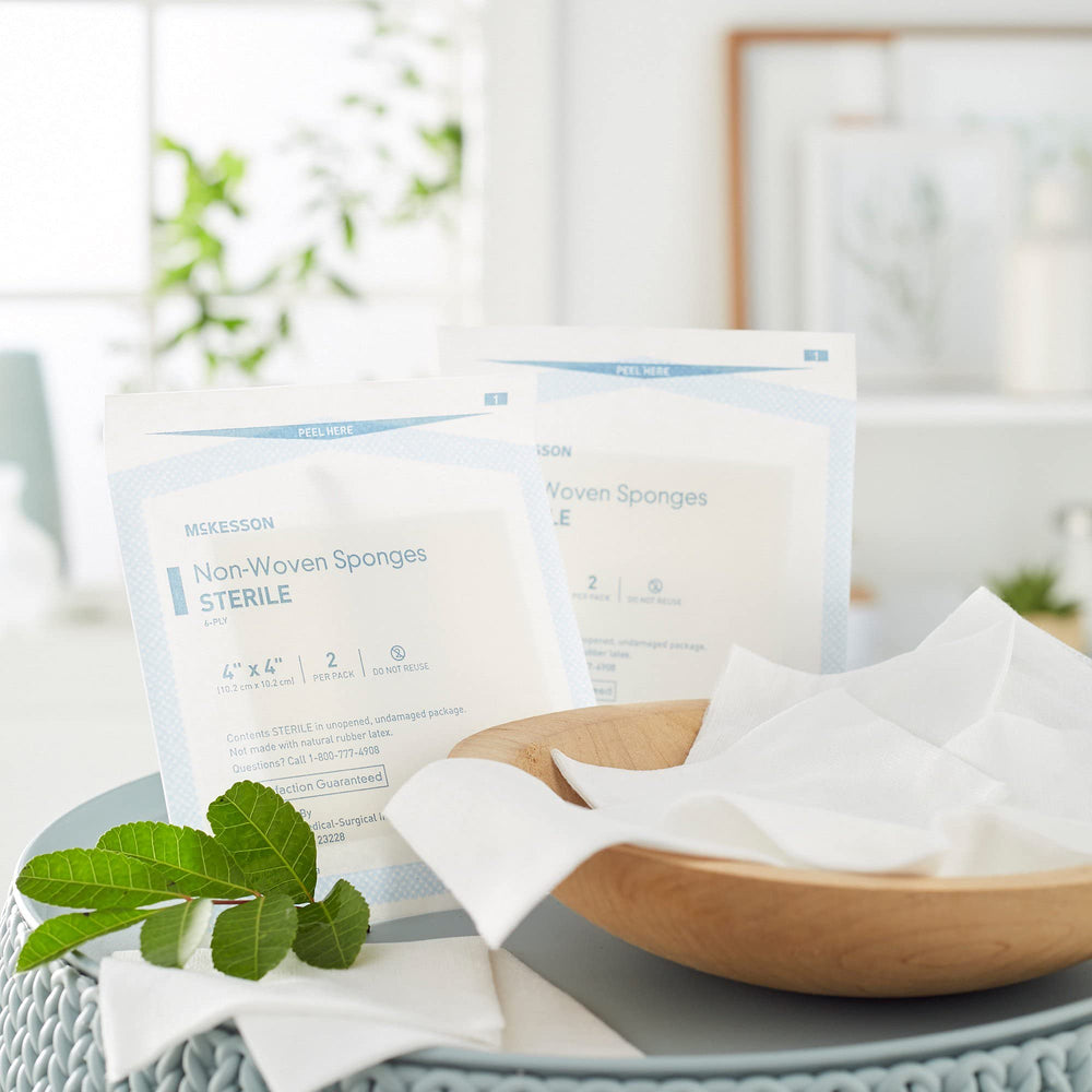 McKesson two sponges visible in pouch for quick replacement