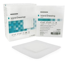 McKesson island dressing 4x4 with 2x2 pad for secure, non-adherent wound protection