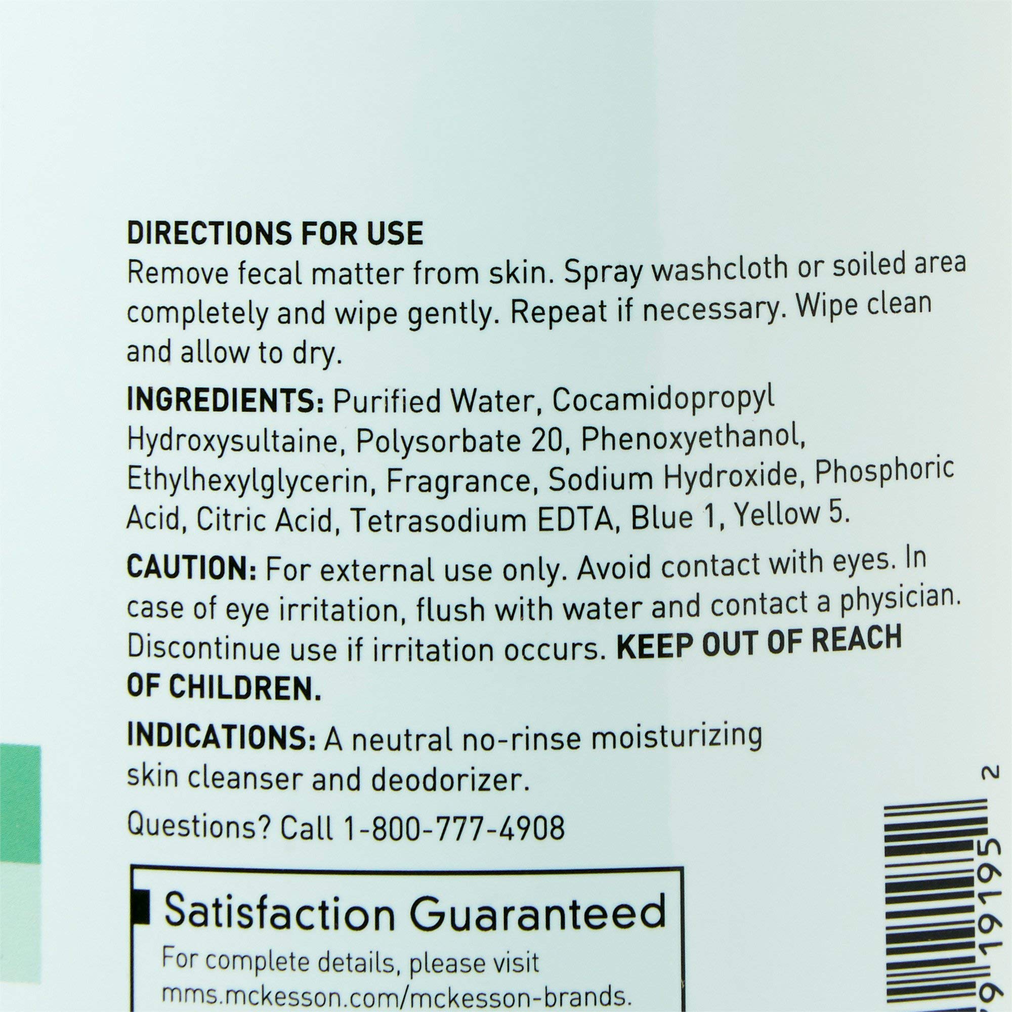 McKesson perineal skin cleanser clinical use in care settings