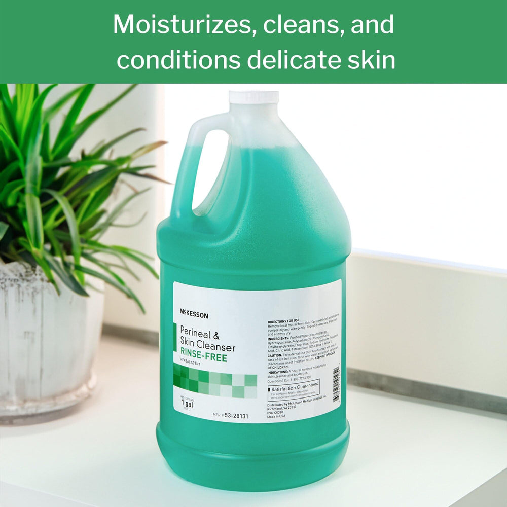 McKesson perineal skin cleanser herbal scent label closeup