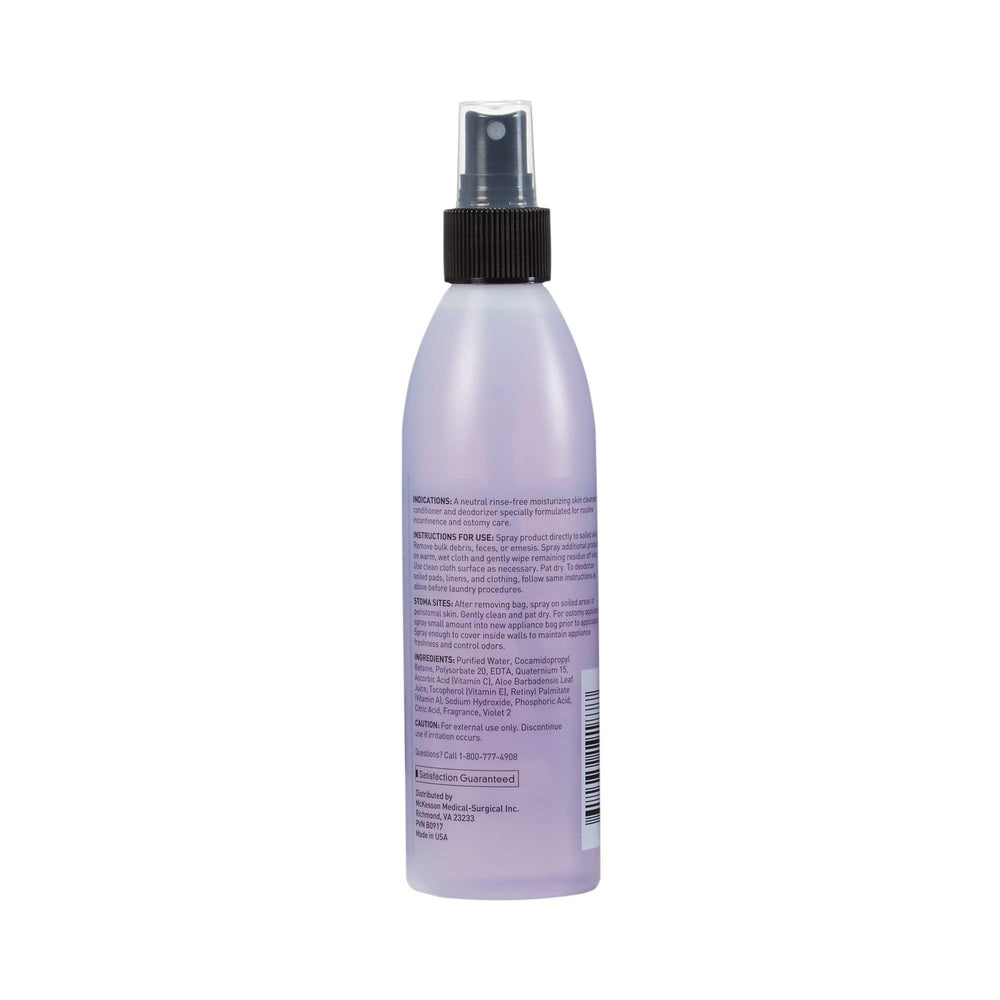McKesson Perineal Skin Cleanser spray action demonstrates quick, water-free cleansing.