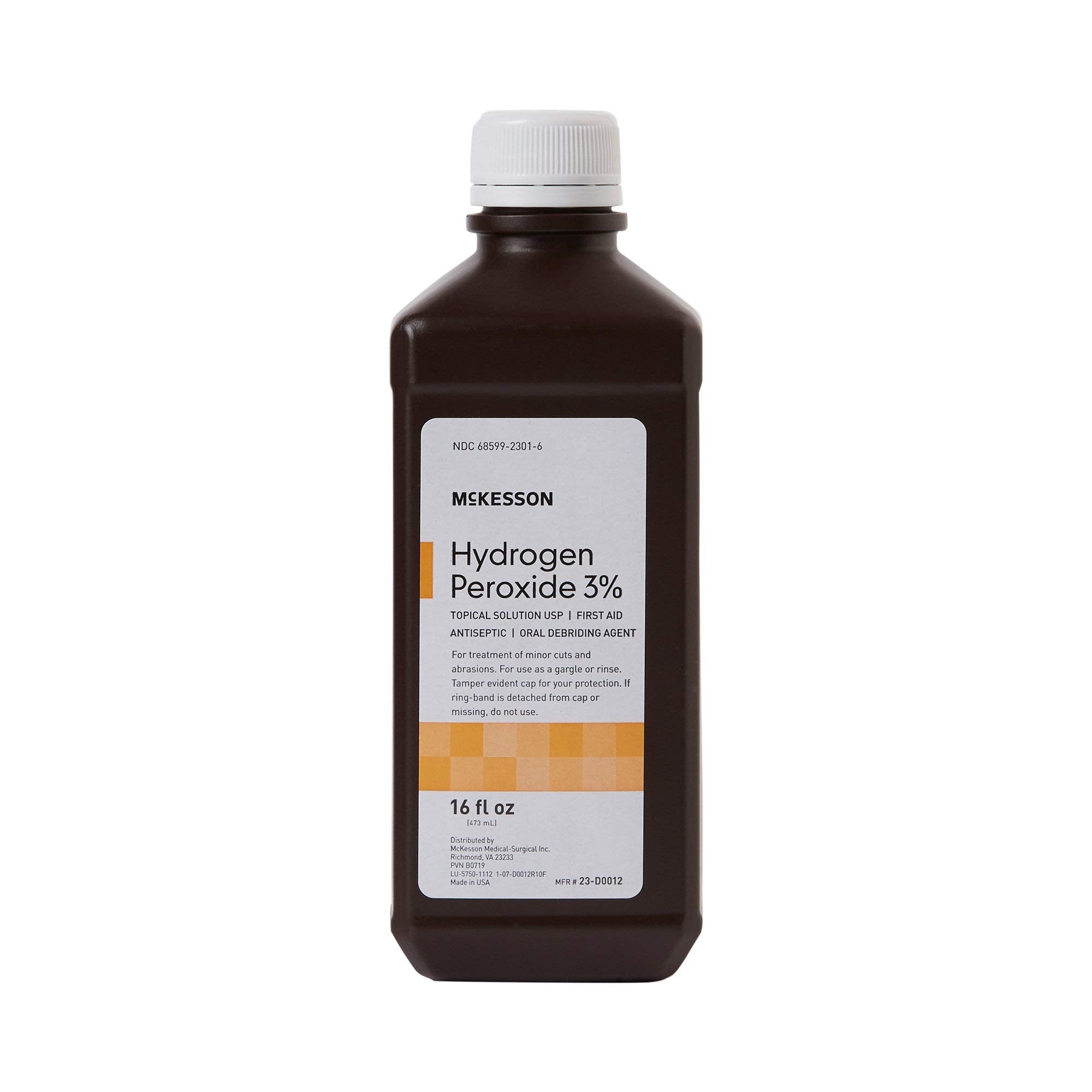 McKesson Peróxido de Hidrógeno 3% en botella de 16 oz, ideal para cortes menores.