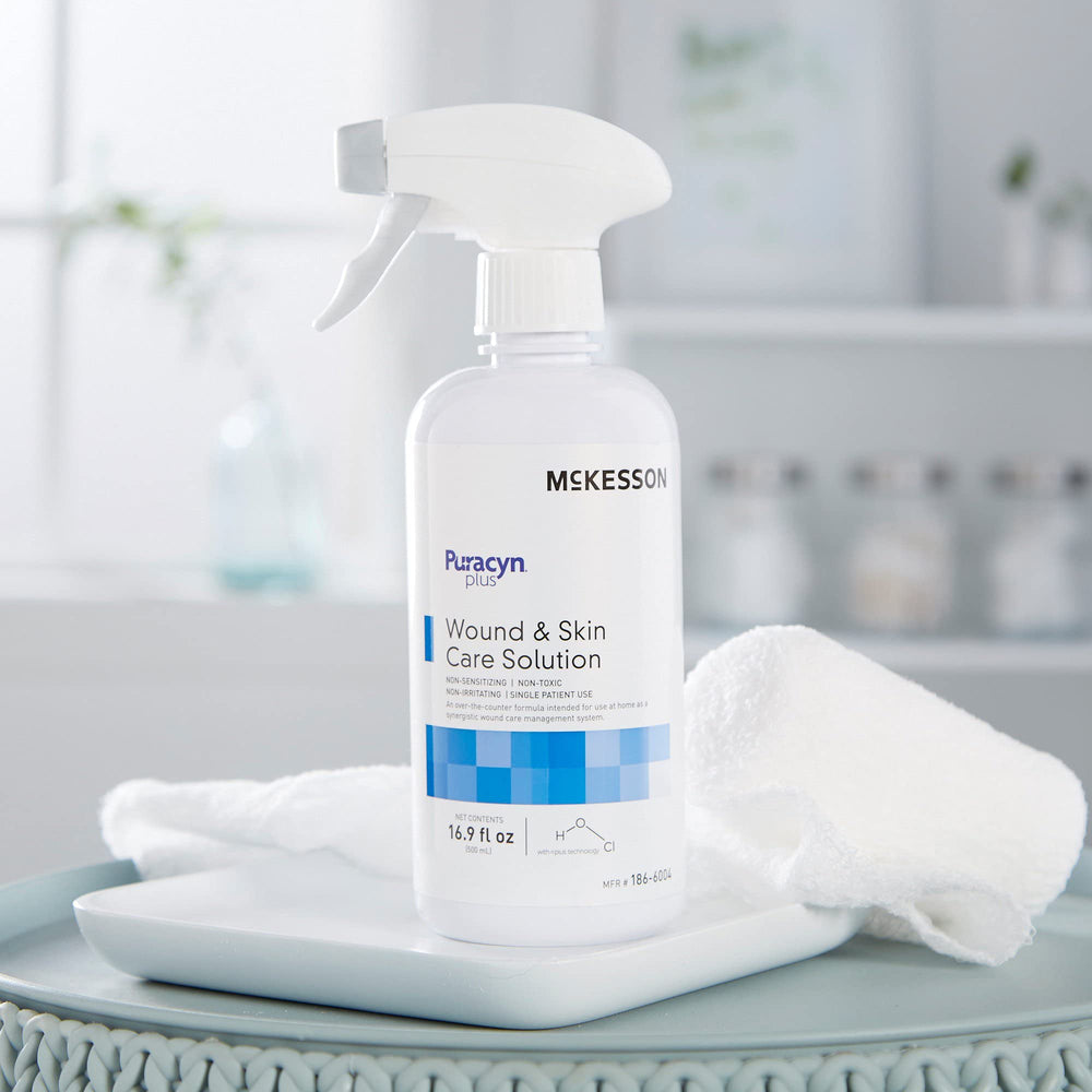 McKesson Puracyn Plus clinician-trusted wound care option for fast cleaning.