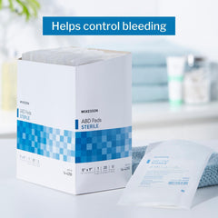 McKesson ABD pad inner absorbent core demonstrates rapid fluid uptake.