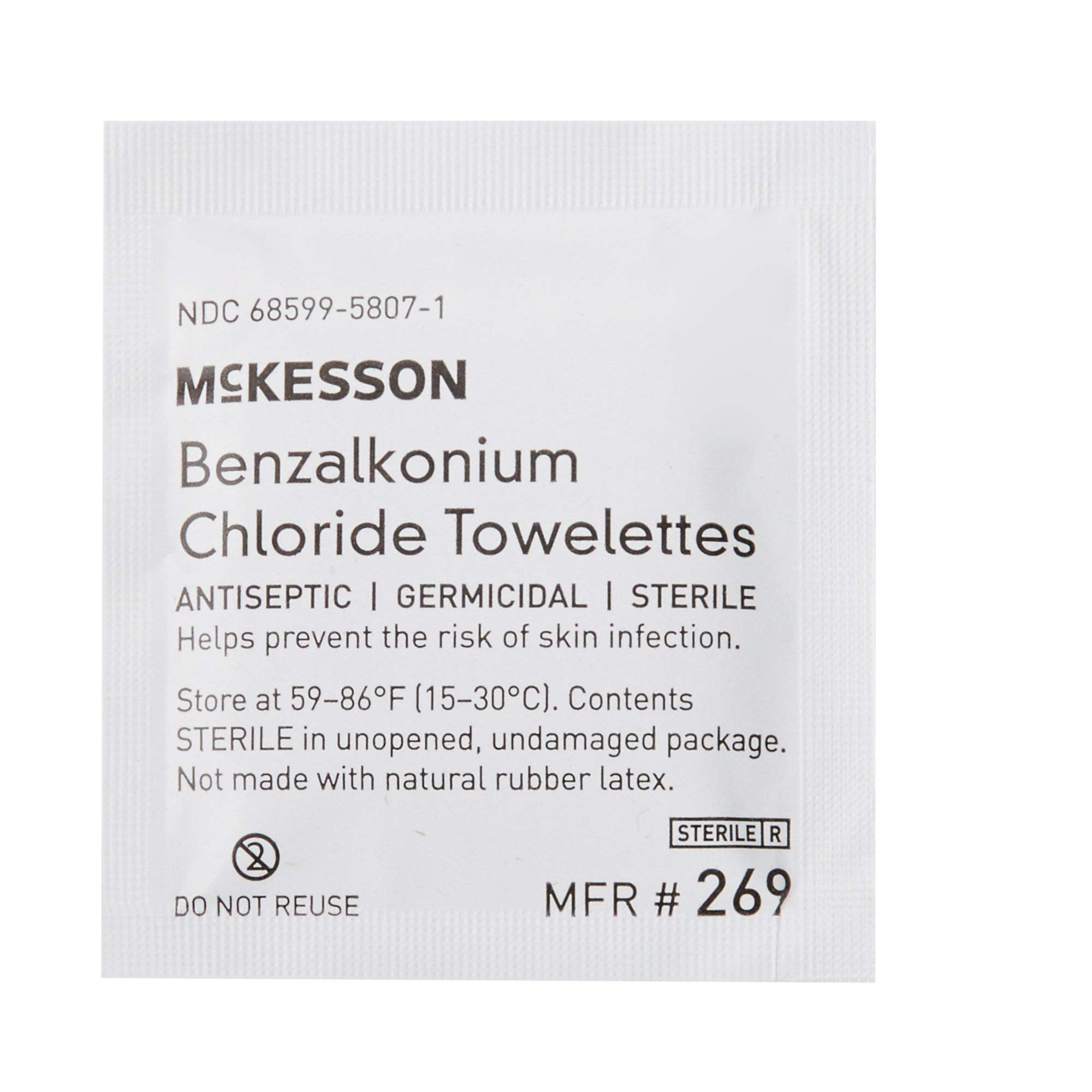 McKesson: toallita con cloruro de benzalconio al 0,13% para desinfección suave