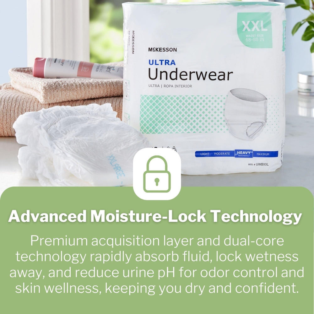 Elastic leg gathers help keep moisture away from skin with a snug, flexible fit.