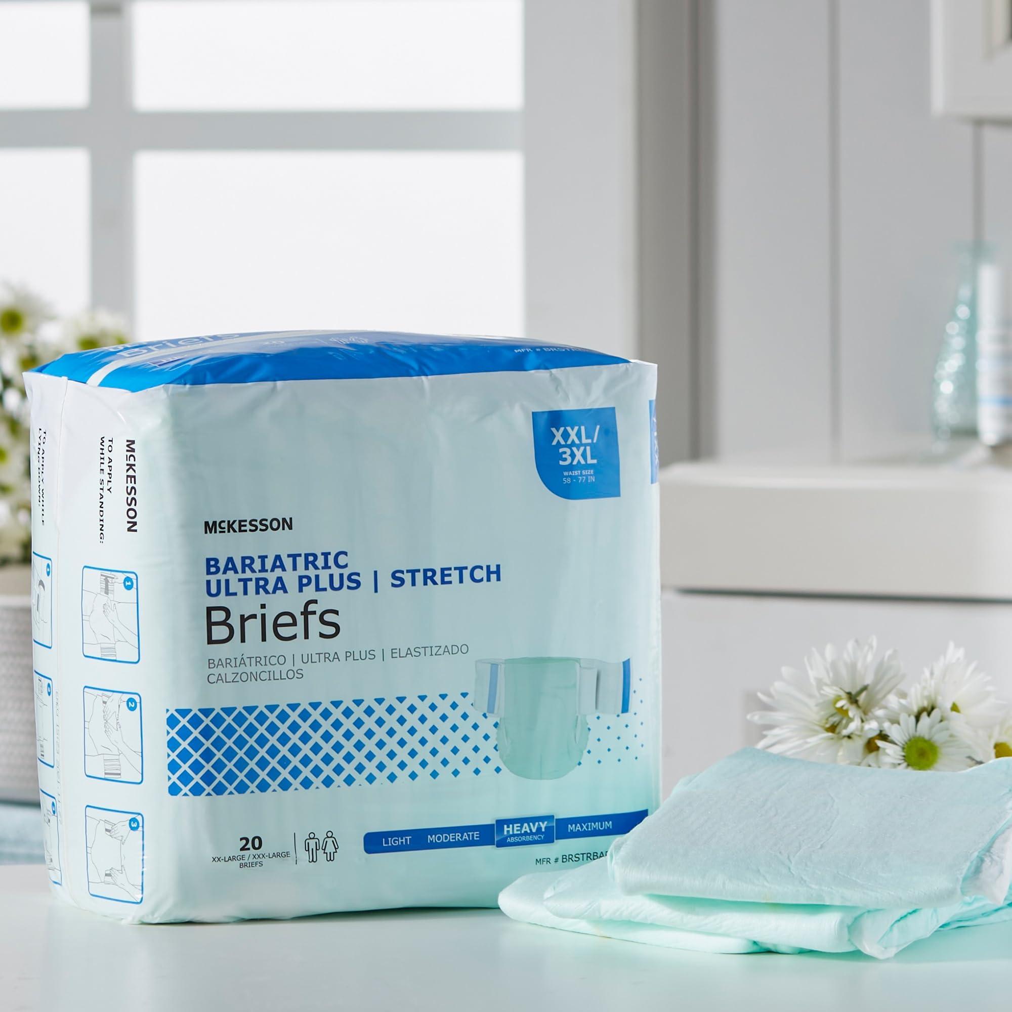Disposable packaging seal visible for single-use McKesson briefs