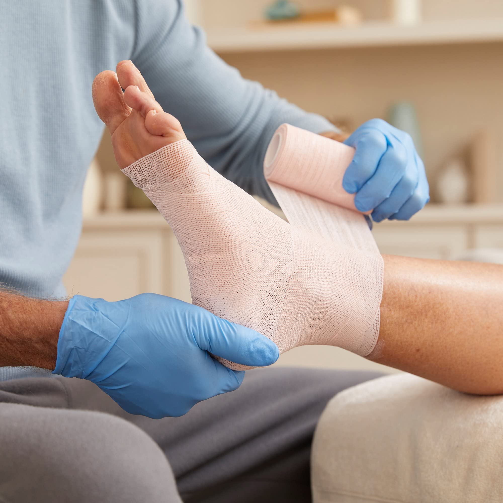 Zinc oxide close-up on McKesson Unna Boot for soothing appearance.