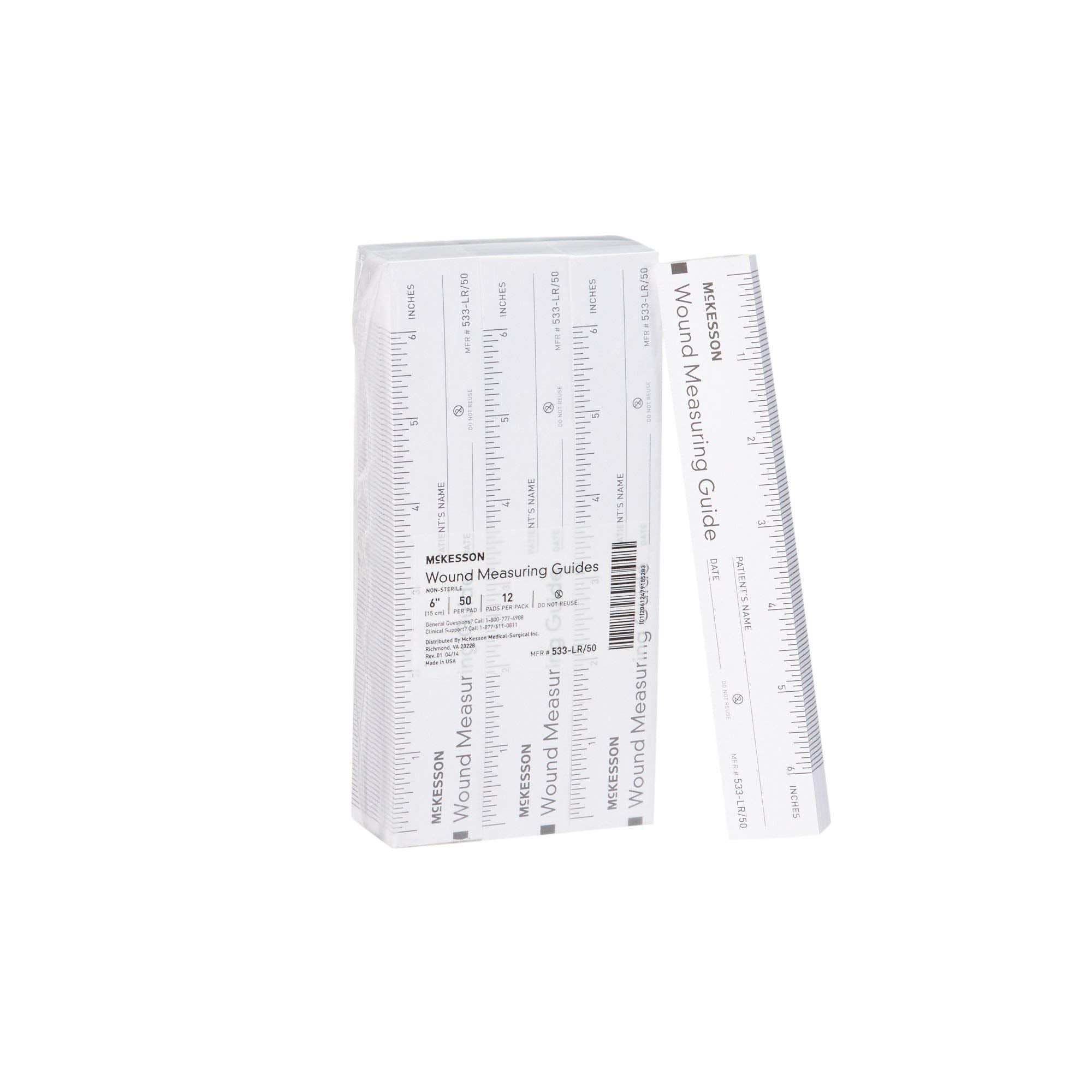 McKesson wound measuring guide ruler shows 6-inch scale for precise wound assessment
