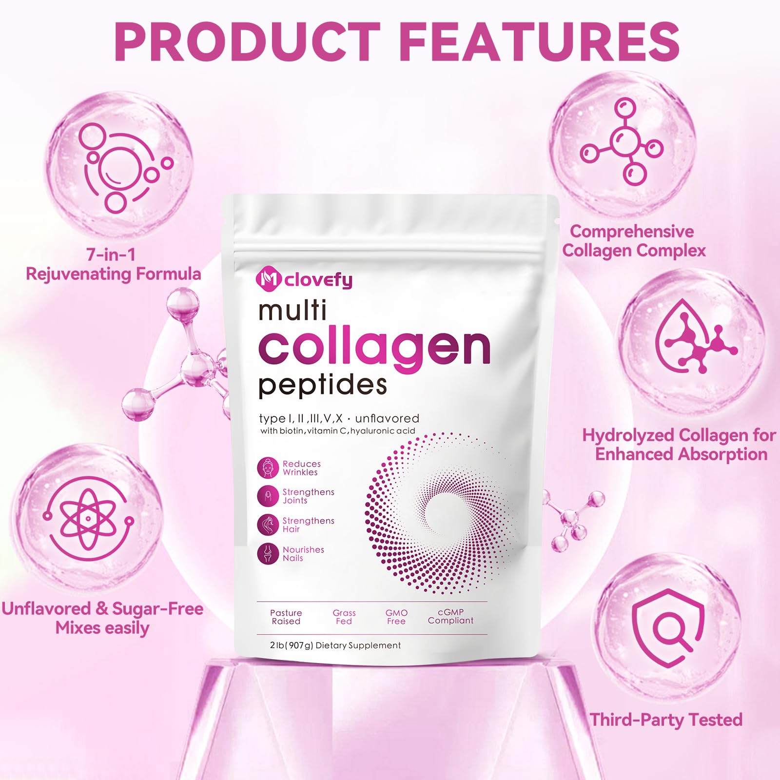 Mclovefy Unflavored powder dissolves easily in water