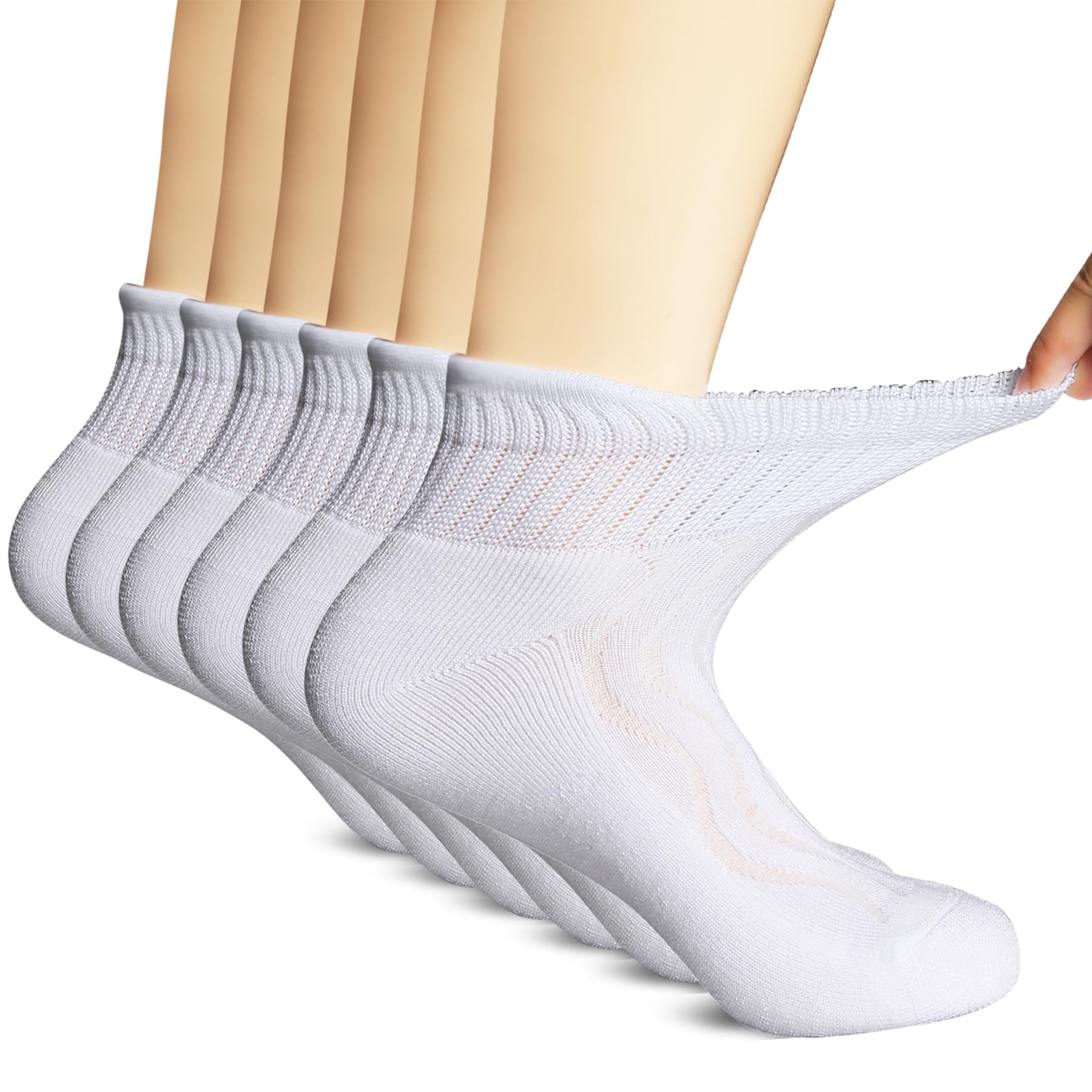 +MD diabetic socks on ankle show non-binding fit for all-day comfort