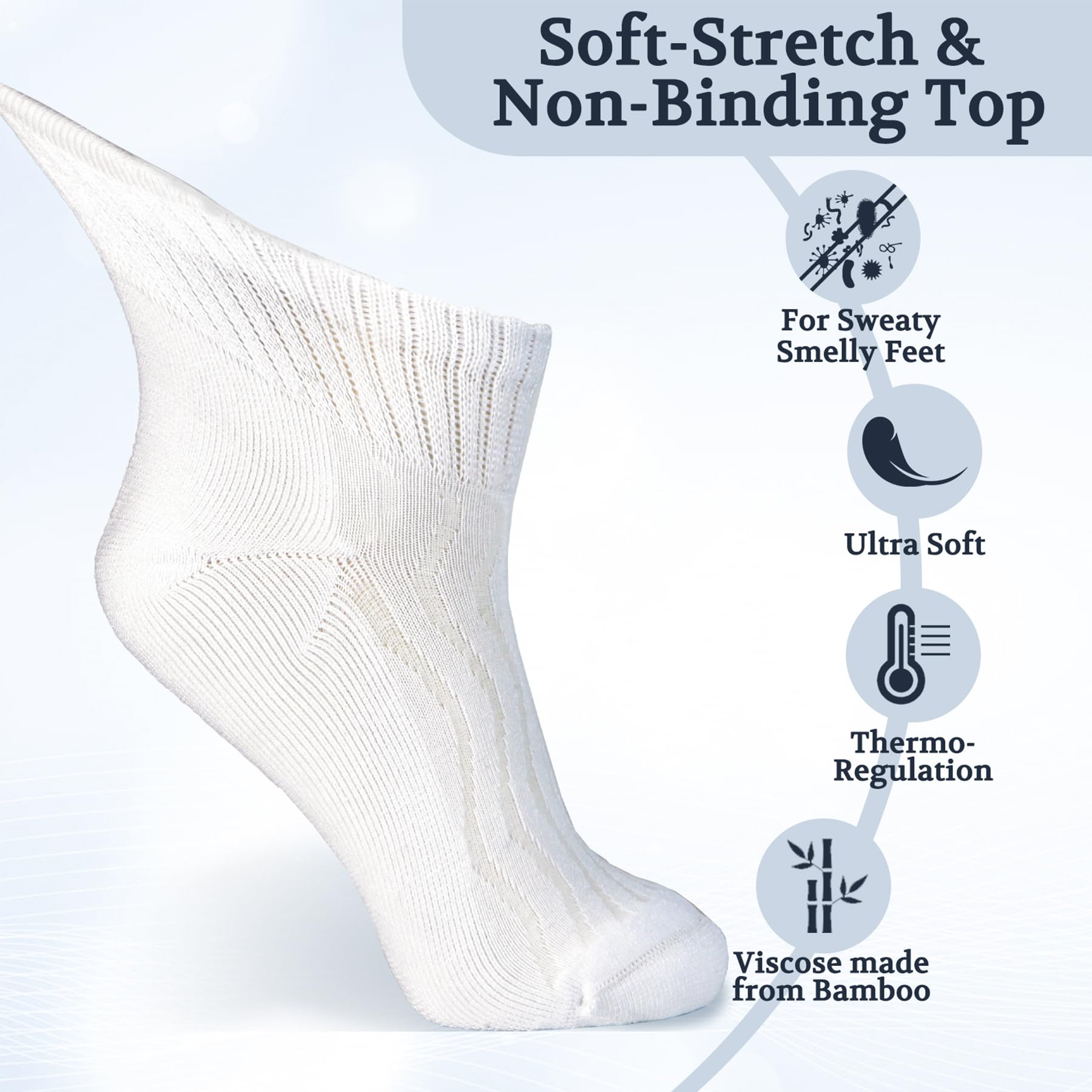 +MD diabetic socks with seamless toe for irritation-free wear and smooth toes