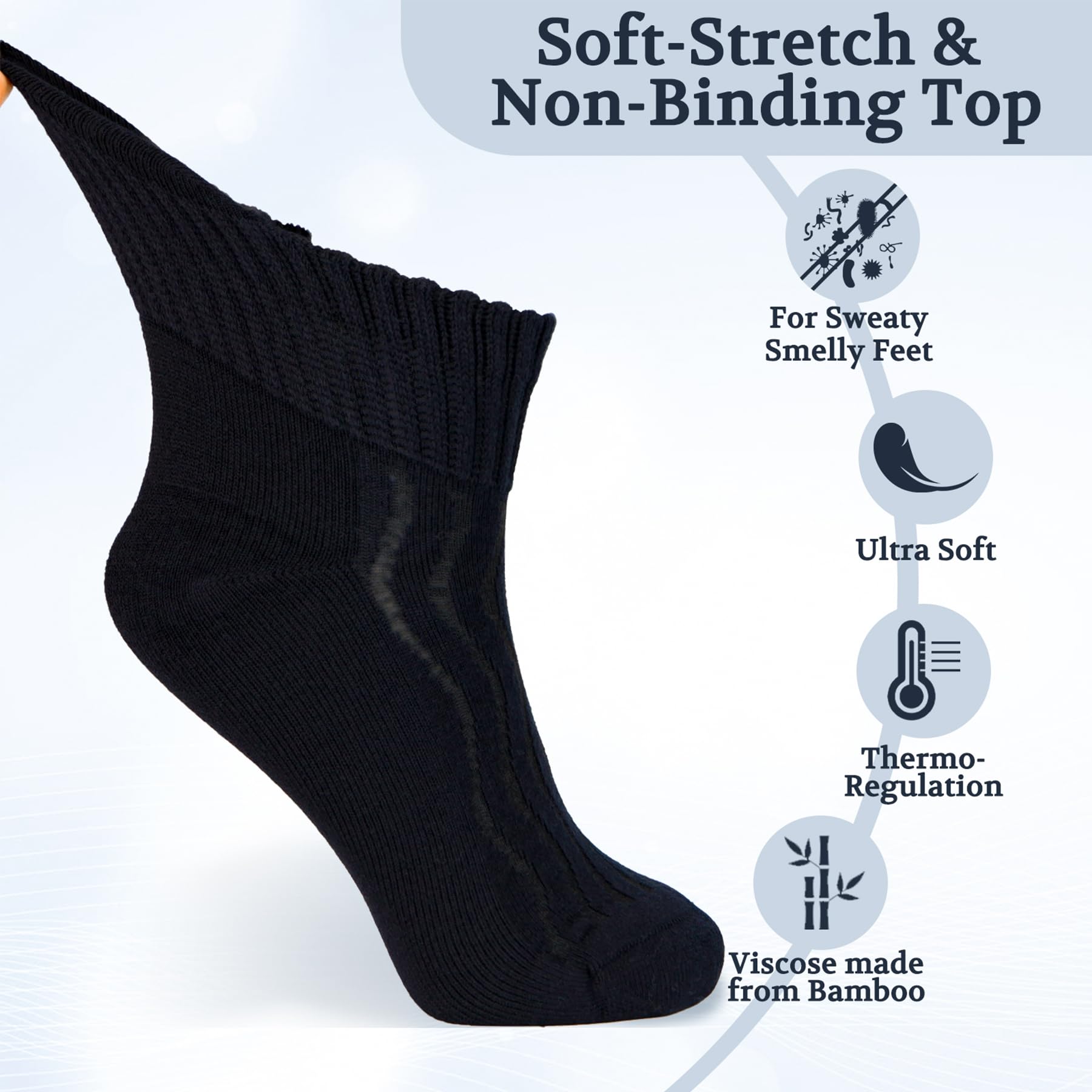 +MD Diabetic Socks seamless toe reduces irritation for daily comfort.