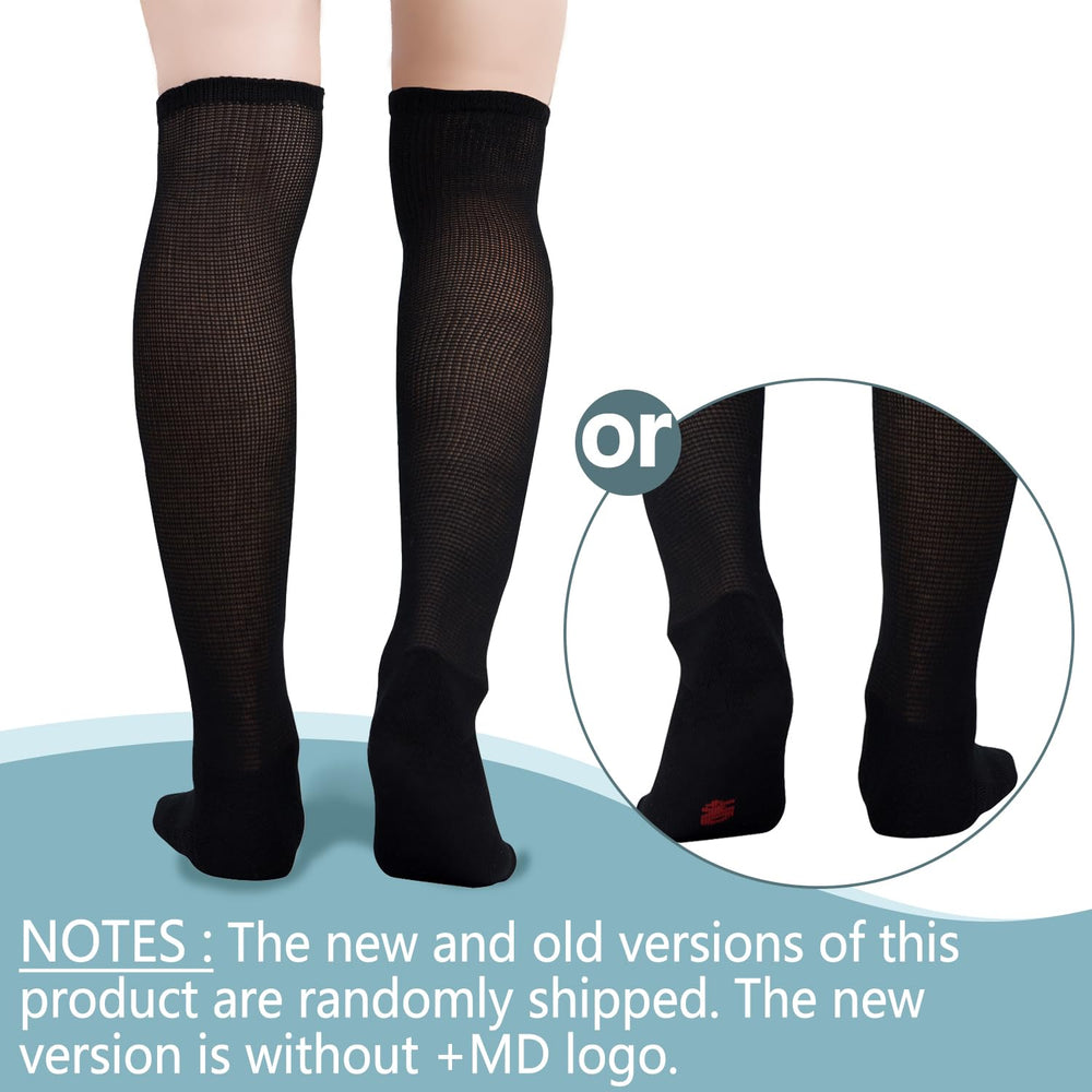 MD +MD diabetic socks showing soft cuff for secure, mark-free wear.