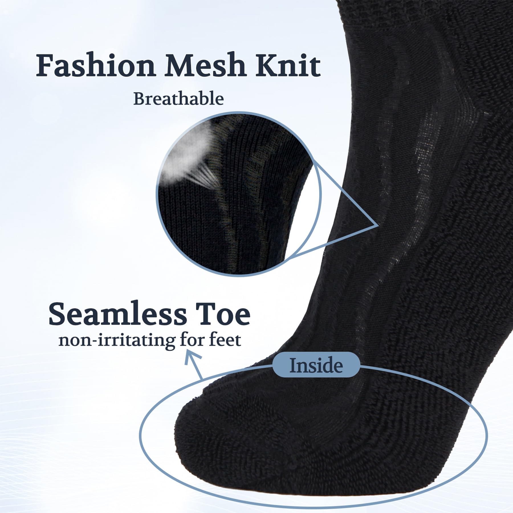 +MD Diabetic Socks: soft-stretch fiber for easy on/off and comfortable fit.