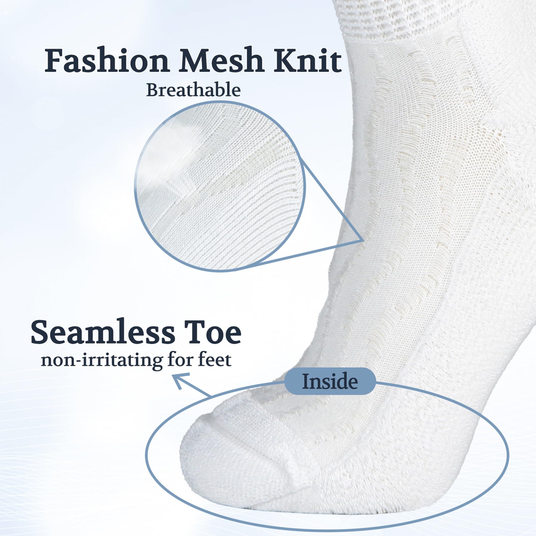 +MD diabetic socks with soft-stretch fiber for easy on-and-off comfort